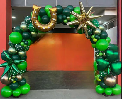 Green and gold St. Patrick’s Day balloon arch Mansfield CT