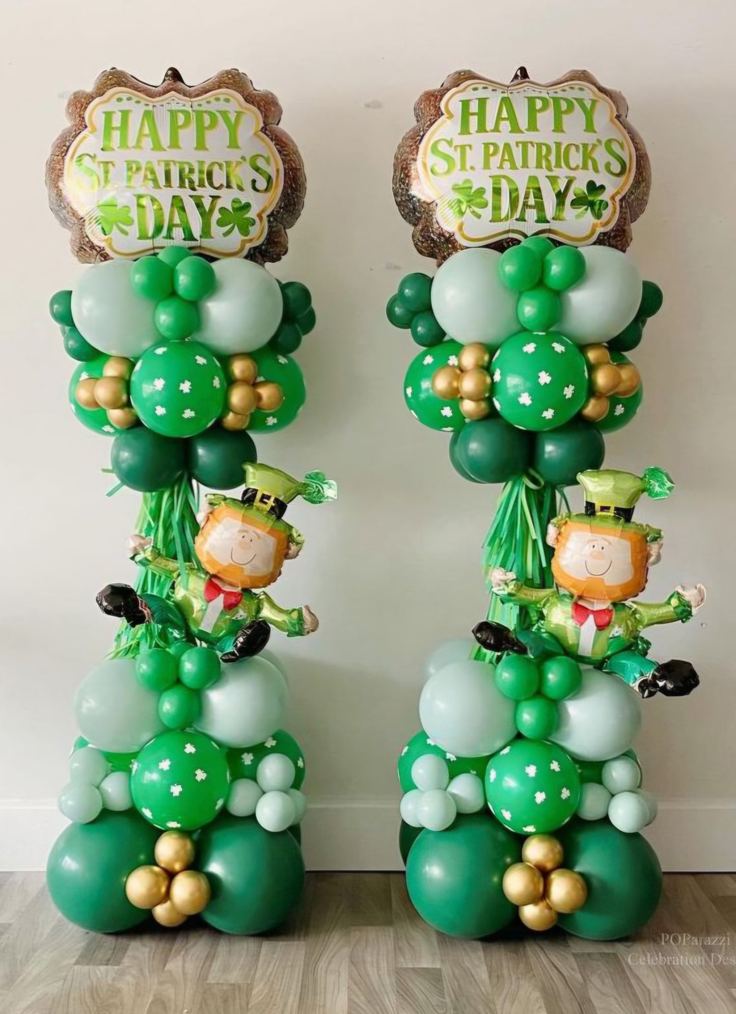 Green and gold St. Patrick’s Day balloon tower Mansfield CT