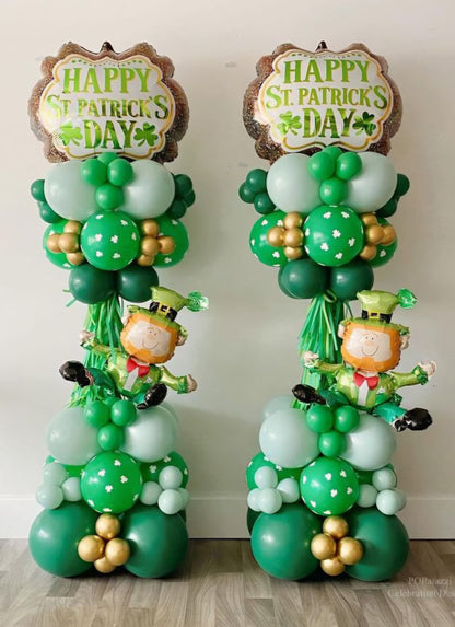 Green and gold St. Patrick’s Day balloon tower Mansfield CT