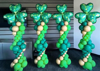 Green and gold shamrock St. Patrick’s Day balloon tower Mansfield CT